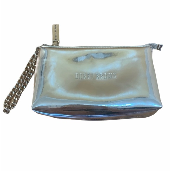 Bobbi Brown Silver Cosmetic Case Wristlet with Mirror - Picture 1 of 6